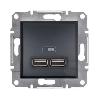 Розетка USB Schneider Electric Asfora антрацит подвійна внутрішня EPH2700271