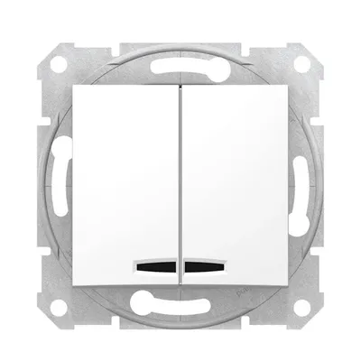 Выключатель Schneider Electric Sedna белый двухклавишный внутренний с подсветкой SDN0300321