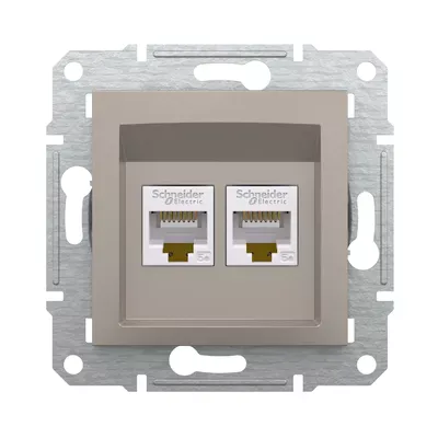 Розетка комп'ютерна Schneider Electric Asfora бронза подвійна RJ45 UTP 5E внутрішня EPH4400169