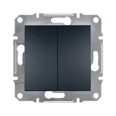 Вимикач Schneider Electric Asfora антрацит двоклавішний самозажимний внутрішній EPH0300171