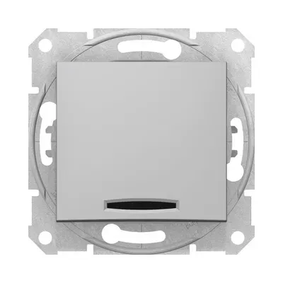 Выключатель Schneider Electric Sedna алюминий одноклавишный с подсветкой SDN1400160