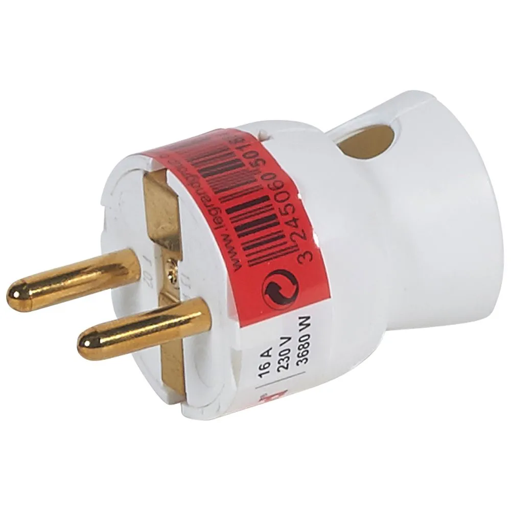 Вилка Legrand 2К+З 16А белая 050188