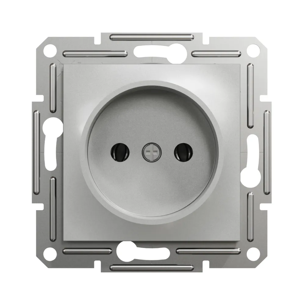 Розетка Schneider Electric Asfora алюминій без заземлення внутрішня EPH3000161