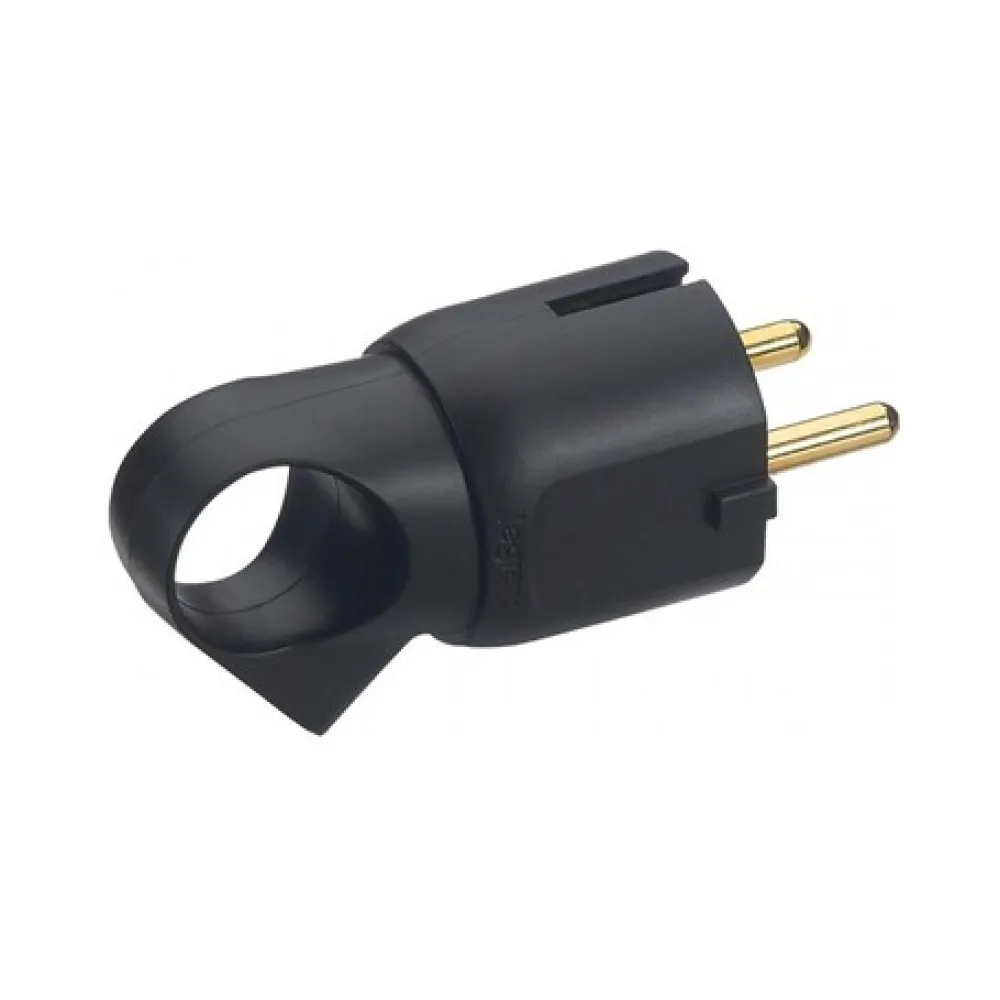 Переносная вилка Legrand черная 2К+З 16А 050194