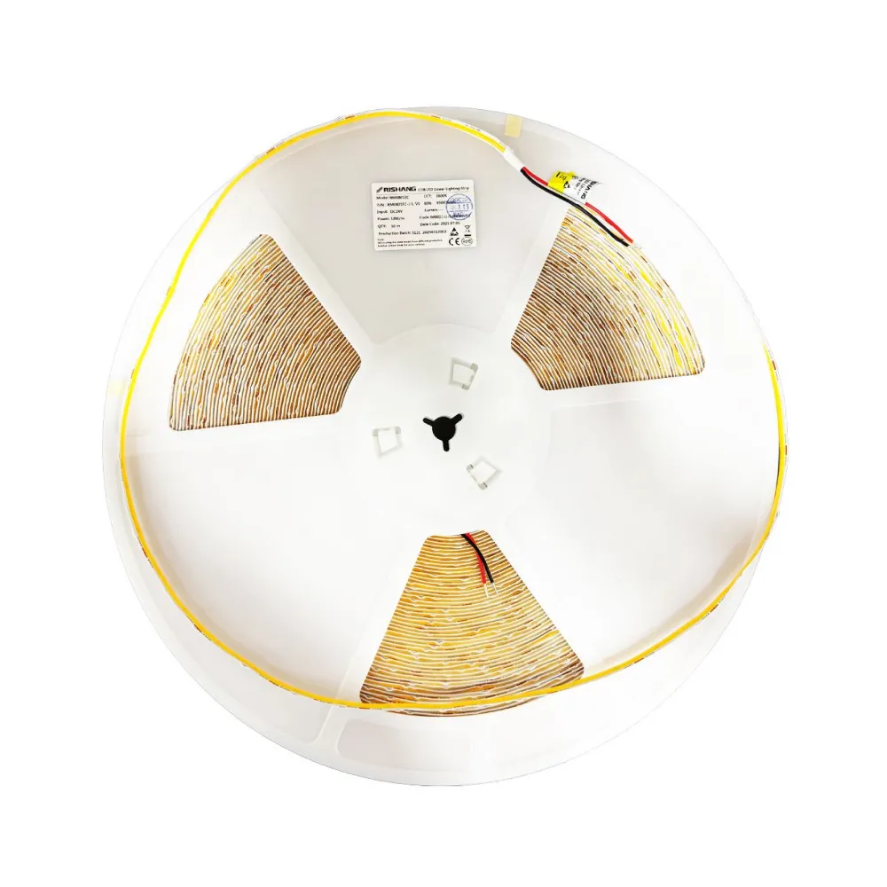 LED стрічка Світлодіодна стрічка RISHANG 12V 9W 3000K 120led IP68 CRI 90 бухта 5м 21938