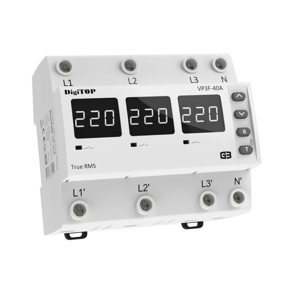 Реле напряжения DigiTOP 40А (max 50A) VP-3F40A M6W