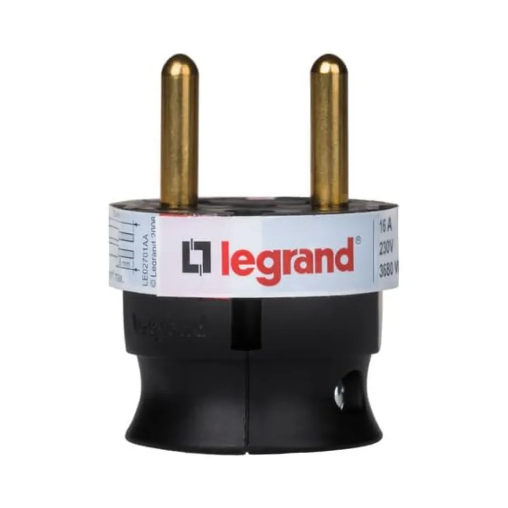 Вилка переносная Legrand 2К 16А черная 050184