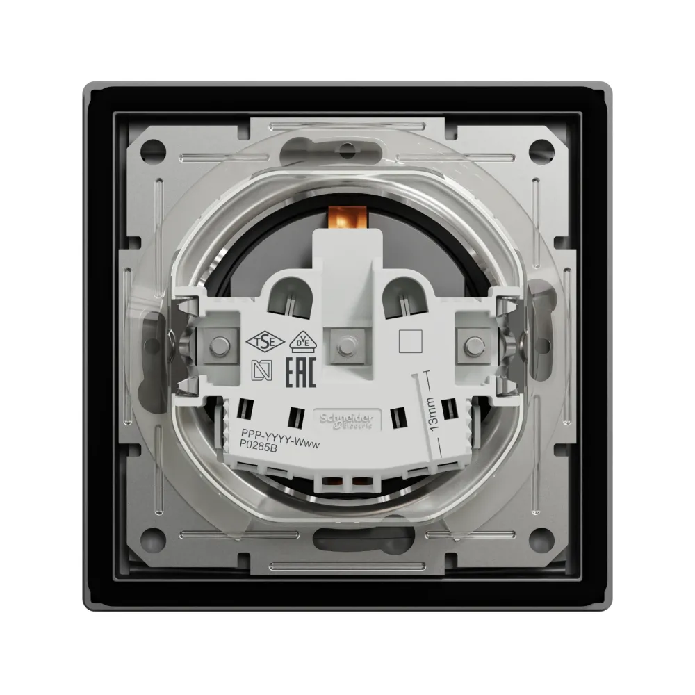 Розетка Schneider Electric Asfora антрацит с заземлением с крышкой и защитными шторками IP44 EPH3100371