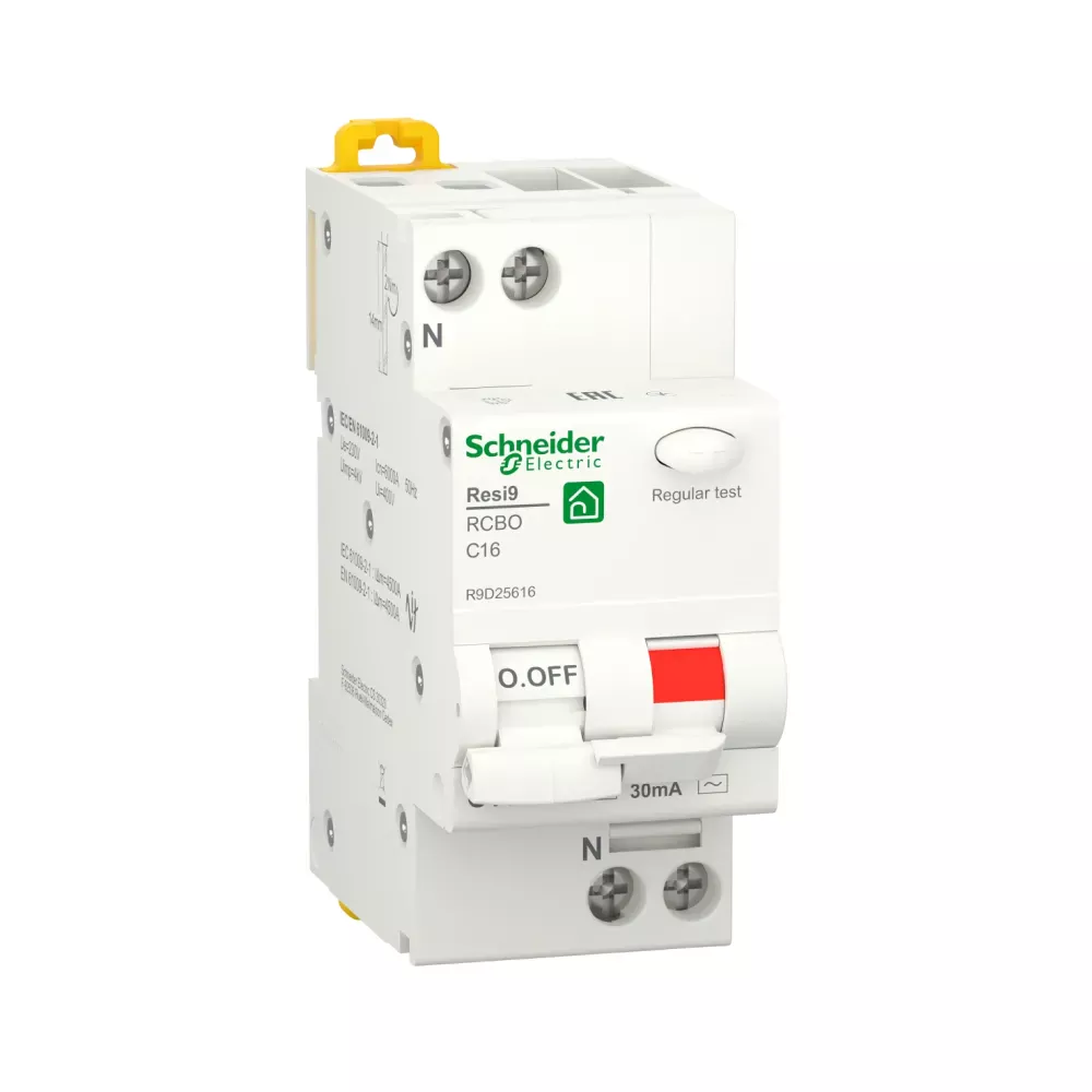 Дифференциальный автомат Schneider Electric Resi 9 1P+N 16A C 30mA АC 6kA R9D25616