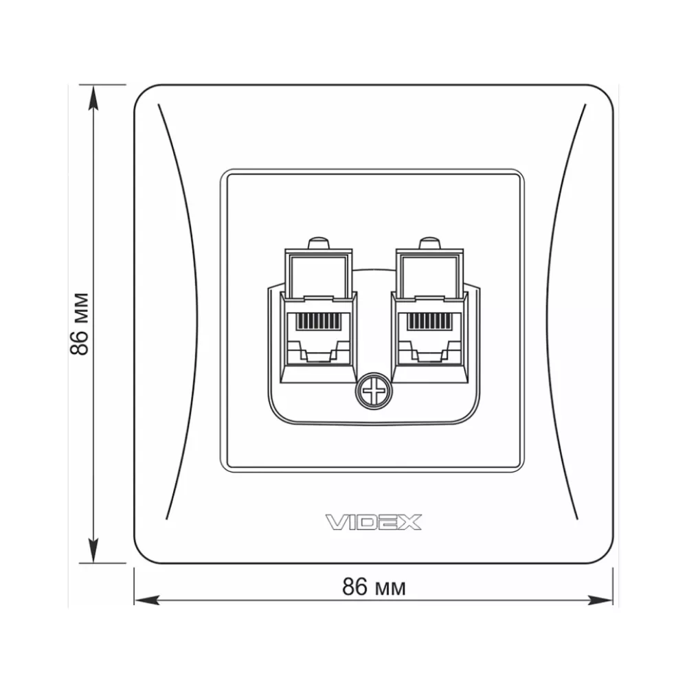 Розетка CAT6+CAT6 комп'ютерна подвійна чорний графіт VIDEX BINERA VF-BNSK2PC6-BG