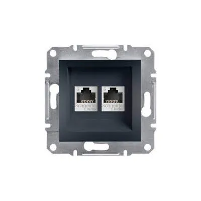 Schneider ASFORA Розетка комп. подвійна RJ-45 кат.6 UTP внутр. ASFORA  (C3) антрацит EPH4800171