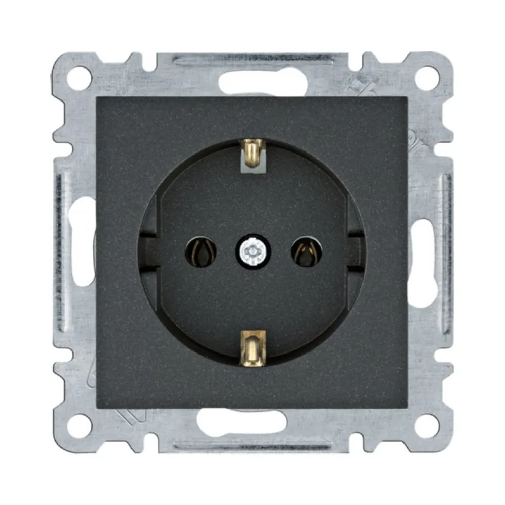 Розетка Hager Lumina черная с заземлением WL1053