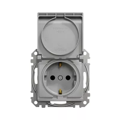 Schneider Sedna Design Розетка 1-а З/К внутр. зі шторками та кришкою Sedna Design Алюміній SDD113024