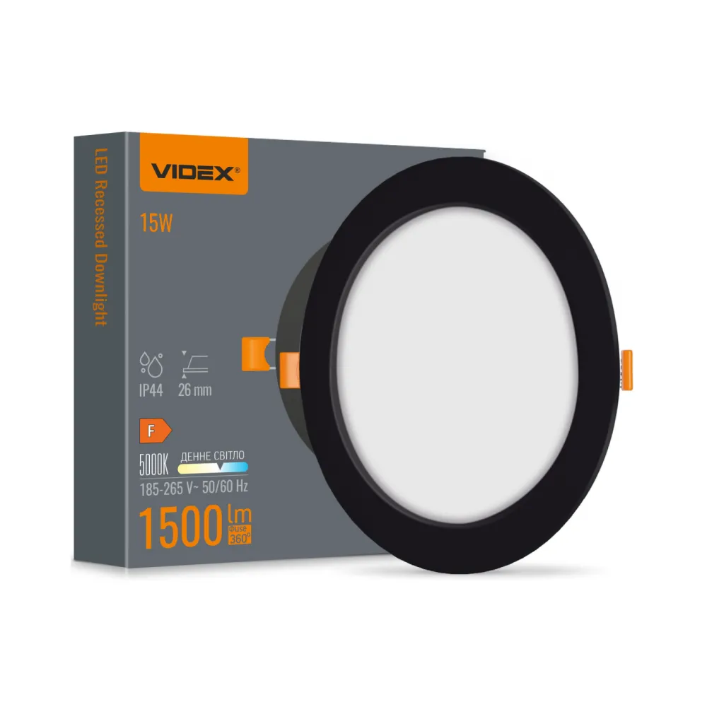 LED світильник VIDEX Back вбудований круглий VIDEX 15W 5000K VL-DLBR-155B