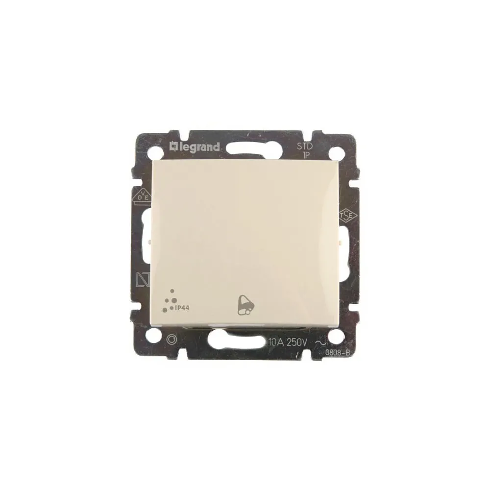 Legrand Valena Classic Вимикач без фіксації з символом дзвінка 10А IP44 Слонова кістка 774199