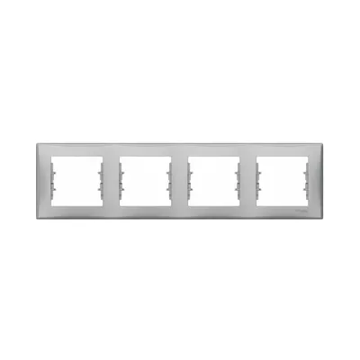 Рамка Schneider Electric Sedna алюміній 4-кратна горизонтальна SDN5800760