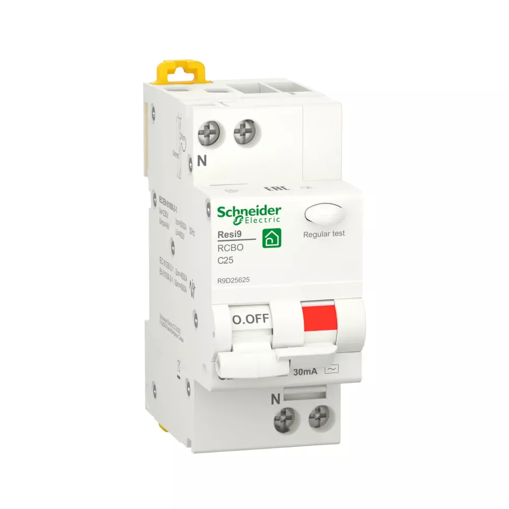 Дифференциальный автомат Schneider Electric Resi 9 1P+N 25A C 30mA АC 6kA R9D25625
