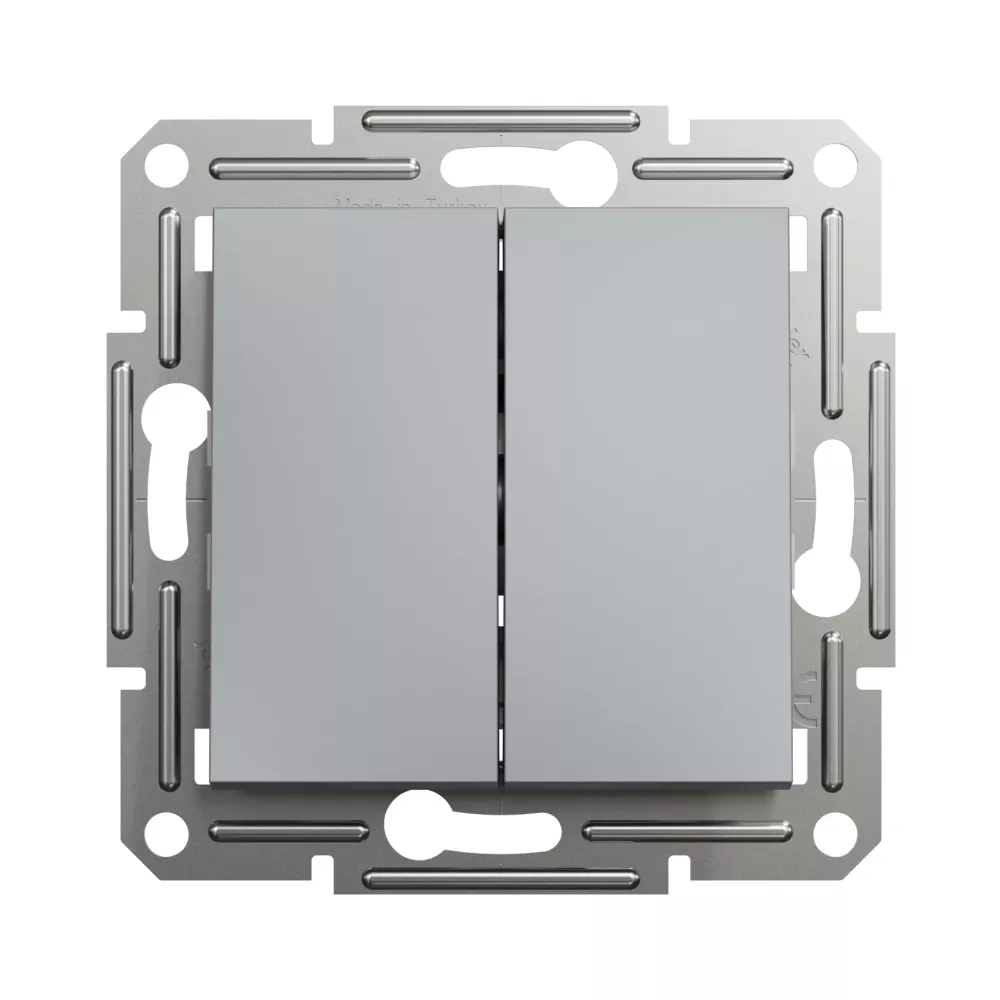 Выключатель кнопочный Schneider Electric Asfora сталь двухклавишный самозажимной EPH1100162