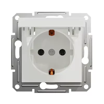Розетка Schneider Electric Asfora біла одинарна з заземленням з кришкою без рамки EPH3170121