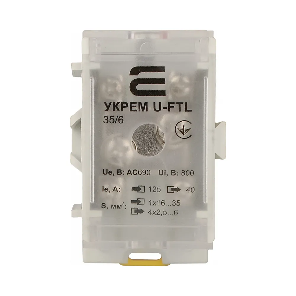 Клемна колодка АСКО магістральна (прохідна) з захисною кришкою U-FTL 35/6 00063625
