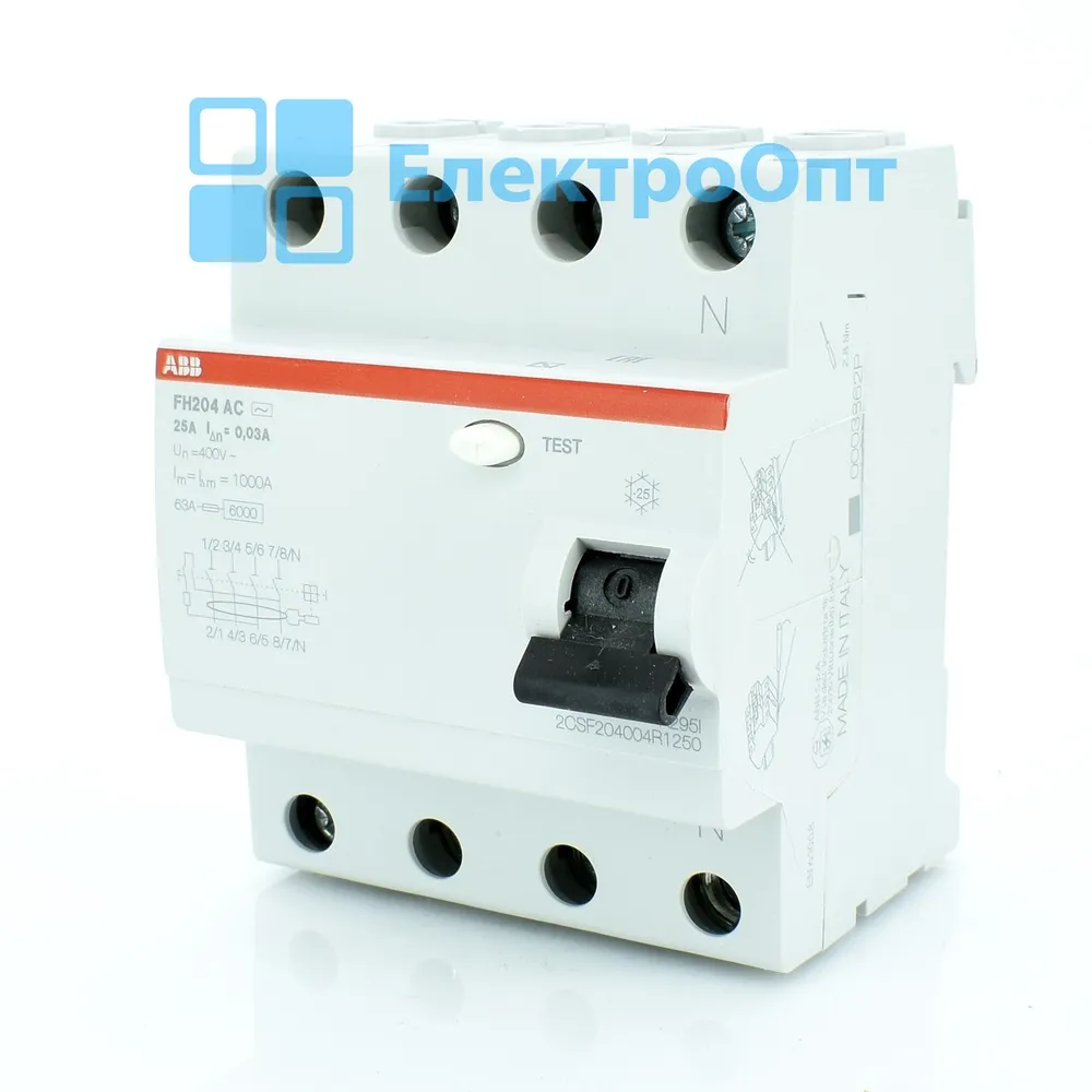 Устройство защитного отключения УЗО ABB Тип AC 4P 25A 30mA FH204AC-25/0,03