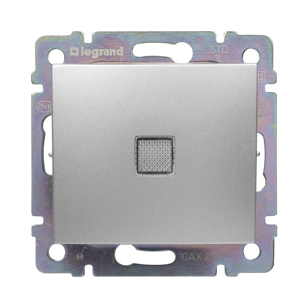 Переключатель Legrand Valena Classic алюминий с подсветкой 770126