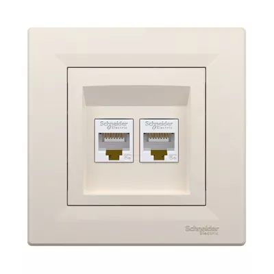 Розетка комп'ютерна Schneider Electric Asfora кремова подвійна RJ45 UTP 5E внутрішня EPH4400123