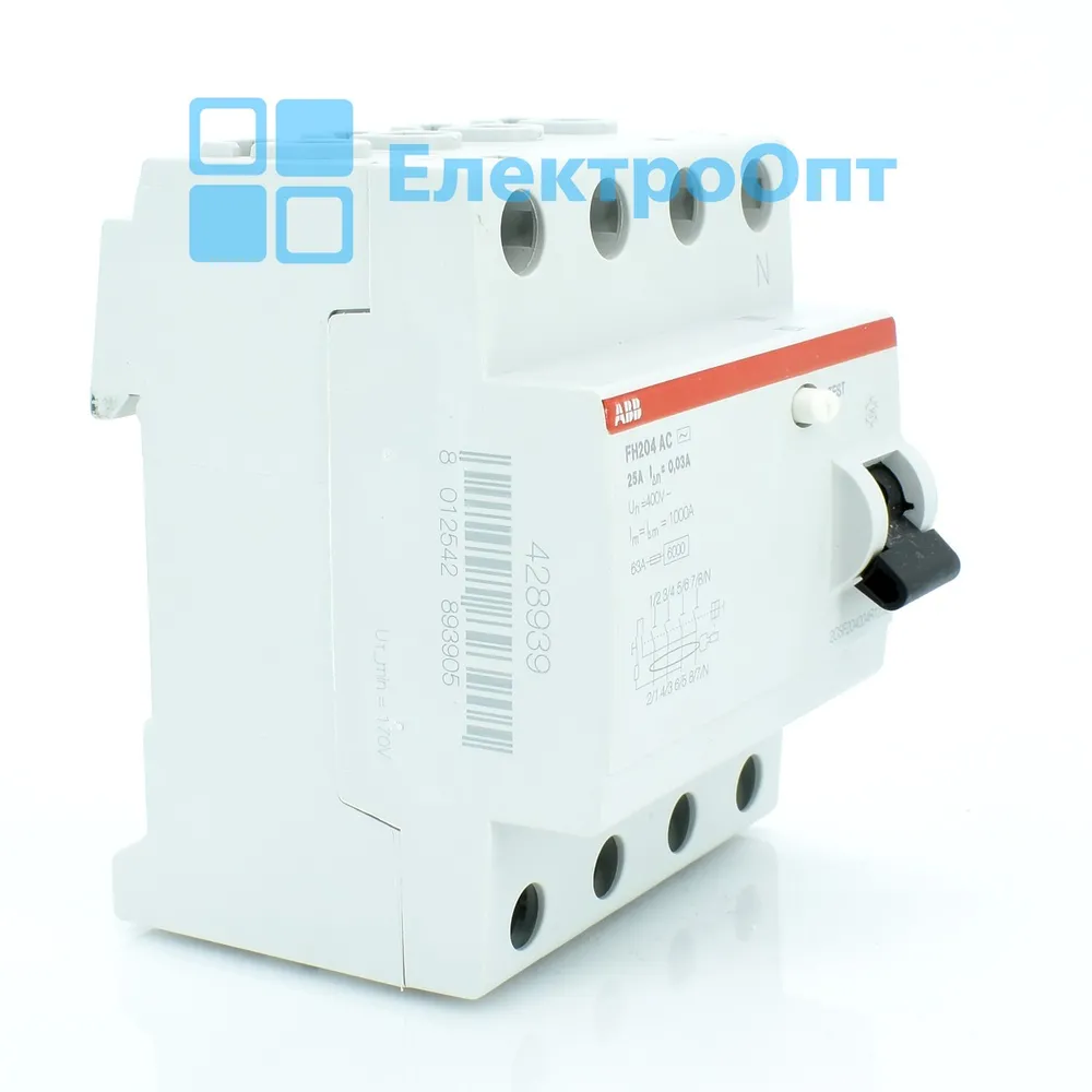 Устройство защитного отключения УЗО ABB Тип AC 4P 25A 30mA FH204AC-25/0,03