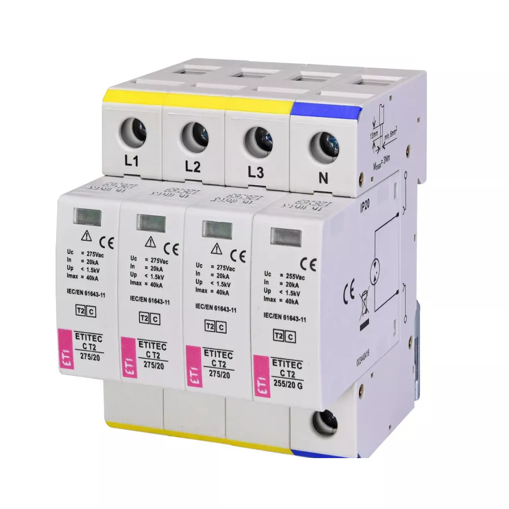 Обмежувач перенапруги ETI C T2 275/20 (3+1) 4p 2440403 ETI