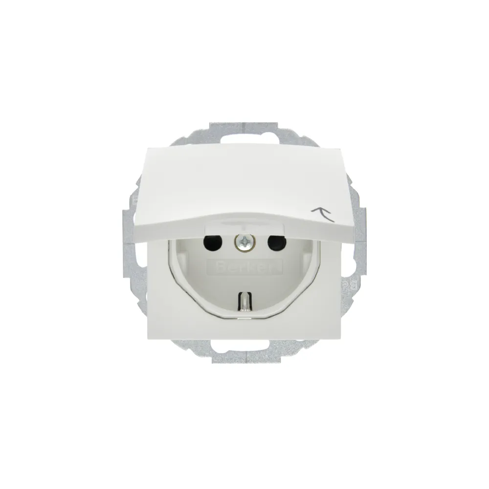 BERKER S.x/B.x механізм Розетка з з/к кришка зах.контактів  16А/250В пол.білий мат. 47441909