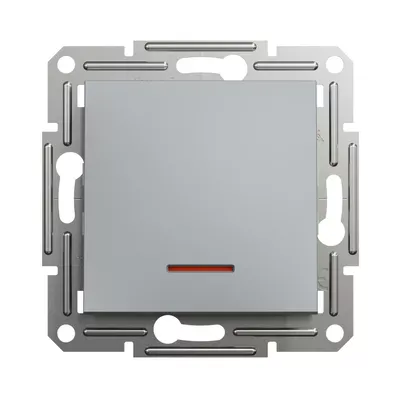 Выключатель Schneider Electric Asfora сталь одноклавишный внутренний с подсветкой EPH1400162