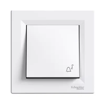 Кнопочный выключатель Schneider Electric Asfora с символом Звонок белый самозажимной EPH0800121