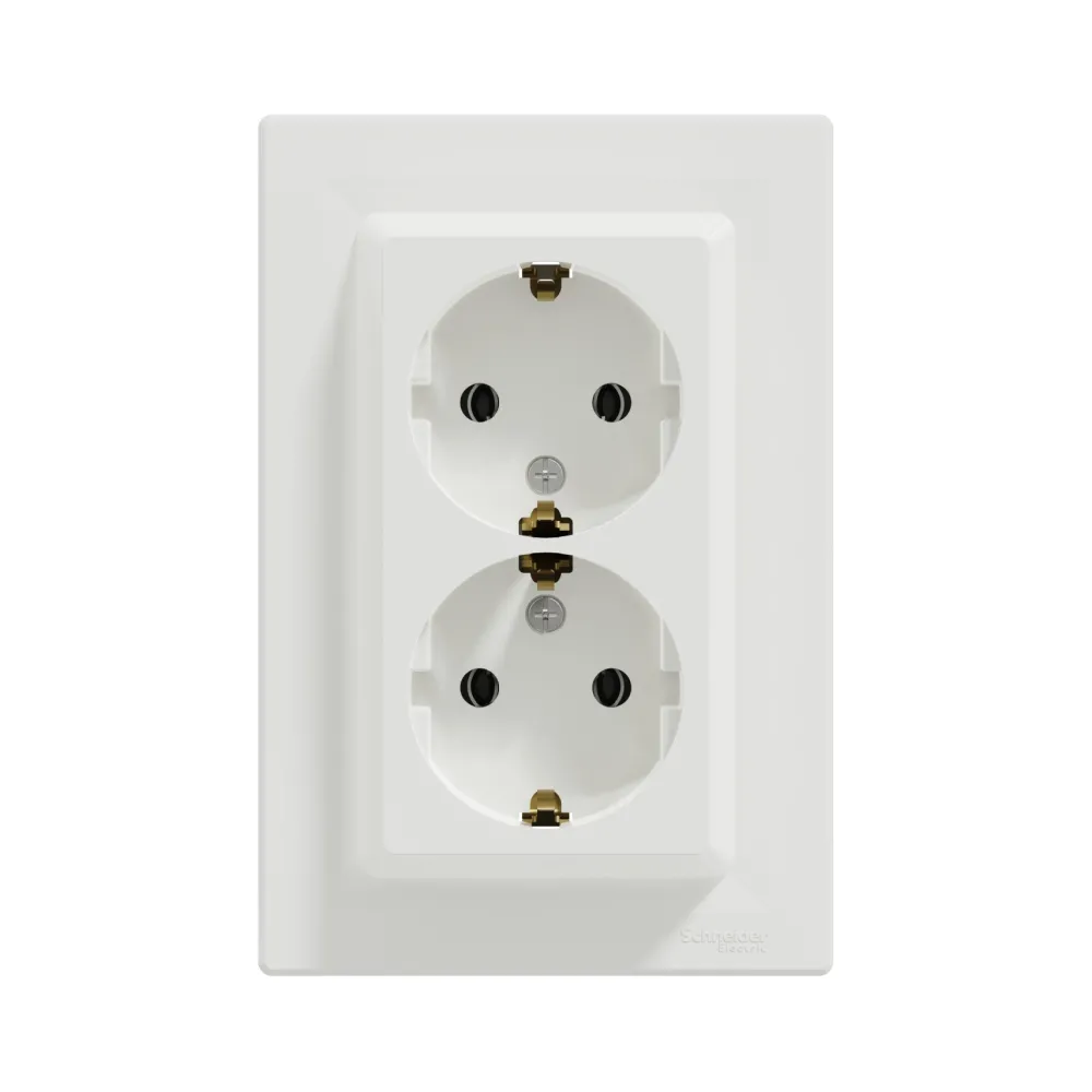 Розетка Schneider Electric Asfora белая двойная внутренняя с заземлением EPH9900121