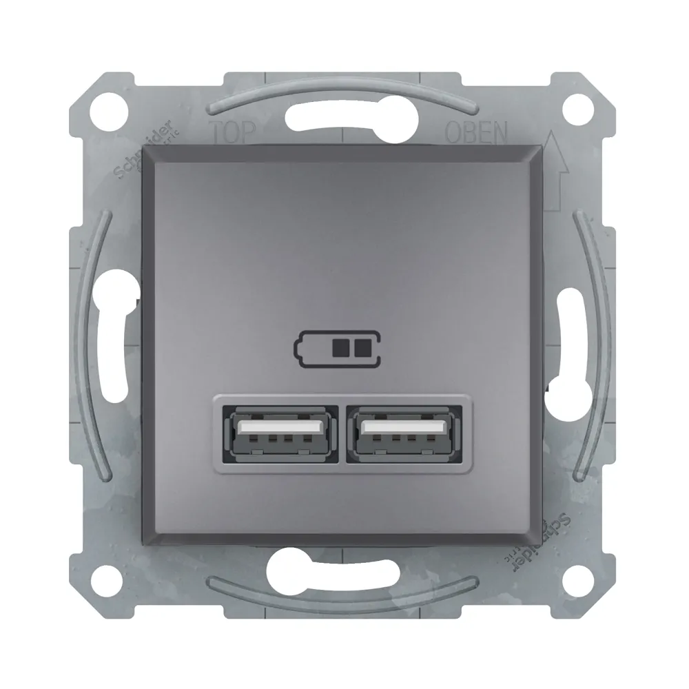 Розетка USB Schneider Electric Asfora сталь подвійна внутрішня EPH2700262