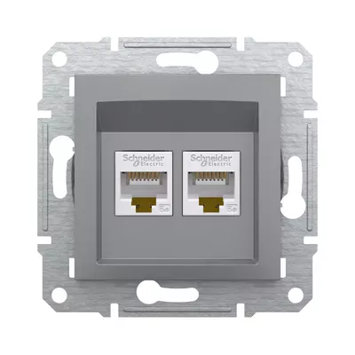 Розетка комп'ютерна Schneider Electric Asfora сталь подвійна RJ45 UTP 5E внутрішня EPH4400162
