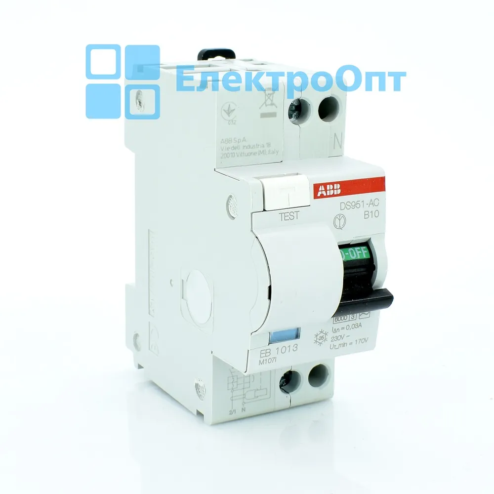 ABB Диференційний автомат Тип АС 2P 6kA B-16 30mA DS951B10/AC-0,03