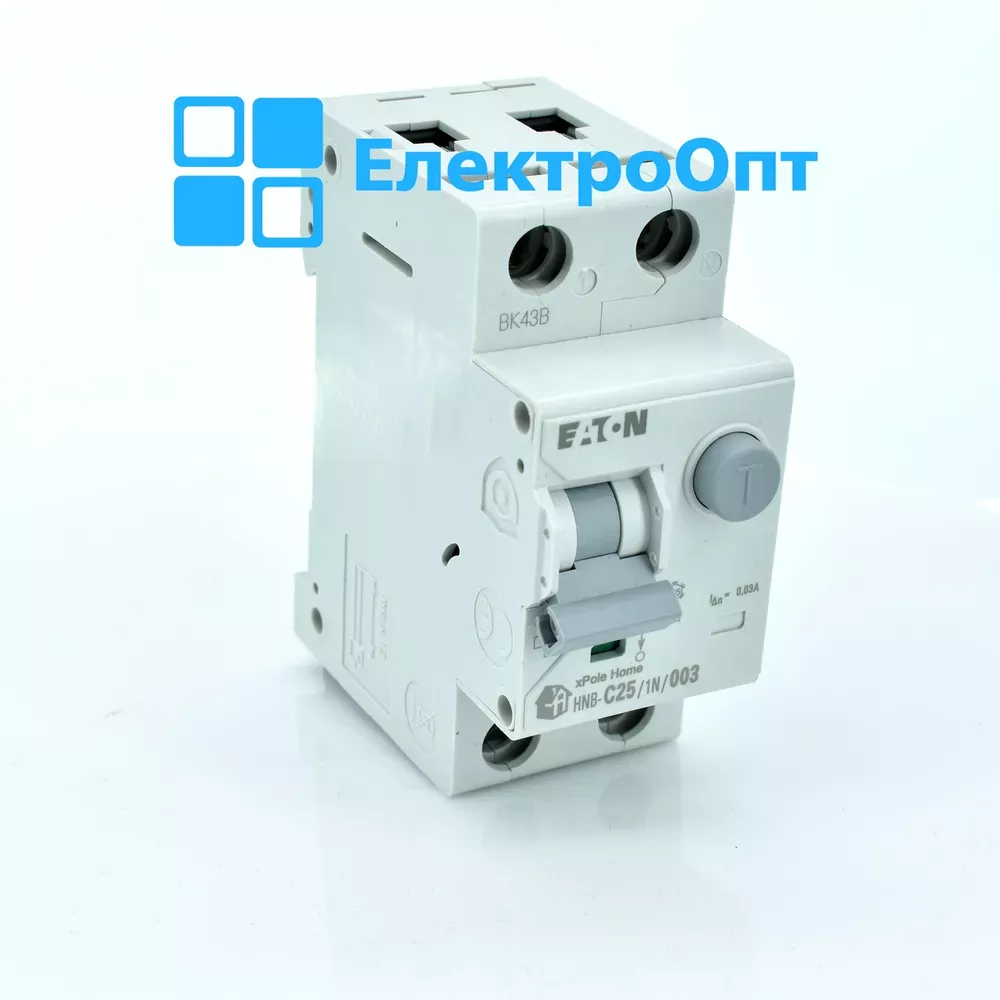 Дифференциальный автомат Eaton HNB-C25/1N/003 2P 25А 30мА характеристика C тип AC 195129