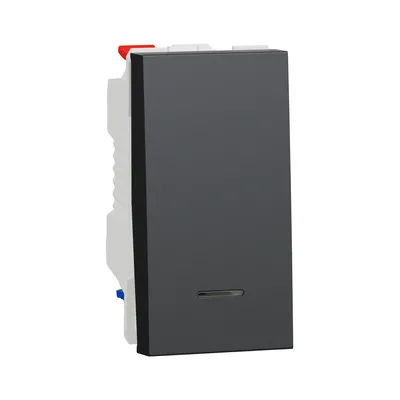 Вимикач Schneider Electric Unica New Studio антрацит прохідний 1-модульний з підсвіткою NU310354S