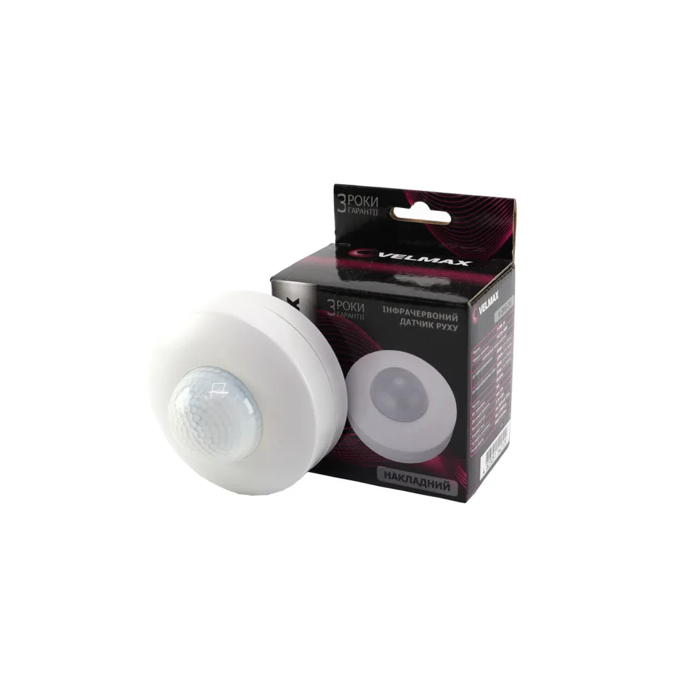 Датчик движения Velmax V-IMS-34 AC220-240V угол 360 (ST05B) 29-22-34