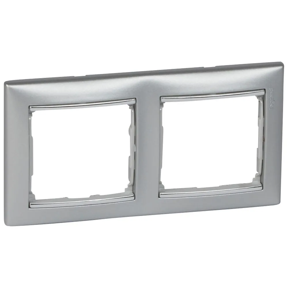 Legrand Valena Classic Рамка 2 пости Алюміній срібний штрих 770352