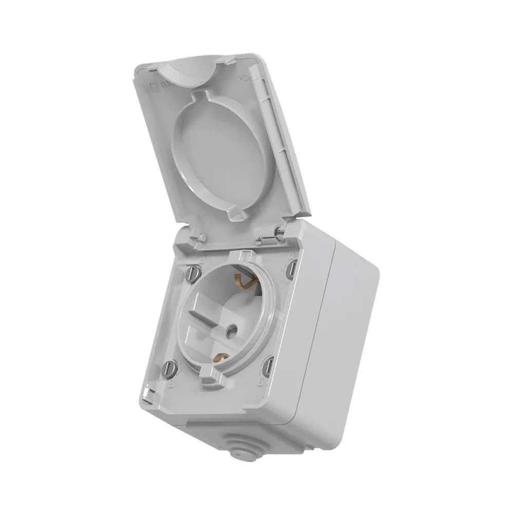 Розетка VIDEX BINERA наружная одинарная с заземлением серая VF-BNW21G-G 298276