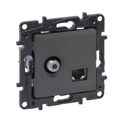 Розетка TV+RJ45 Legrand Niloe Step сталь телевізійна+комп'ютерна 863477