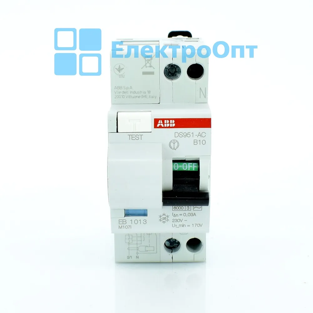 ABB Диференційний автомат Тип АС 2P 6kA B-16 30mA DS951B10/AC-0,03