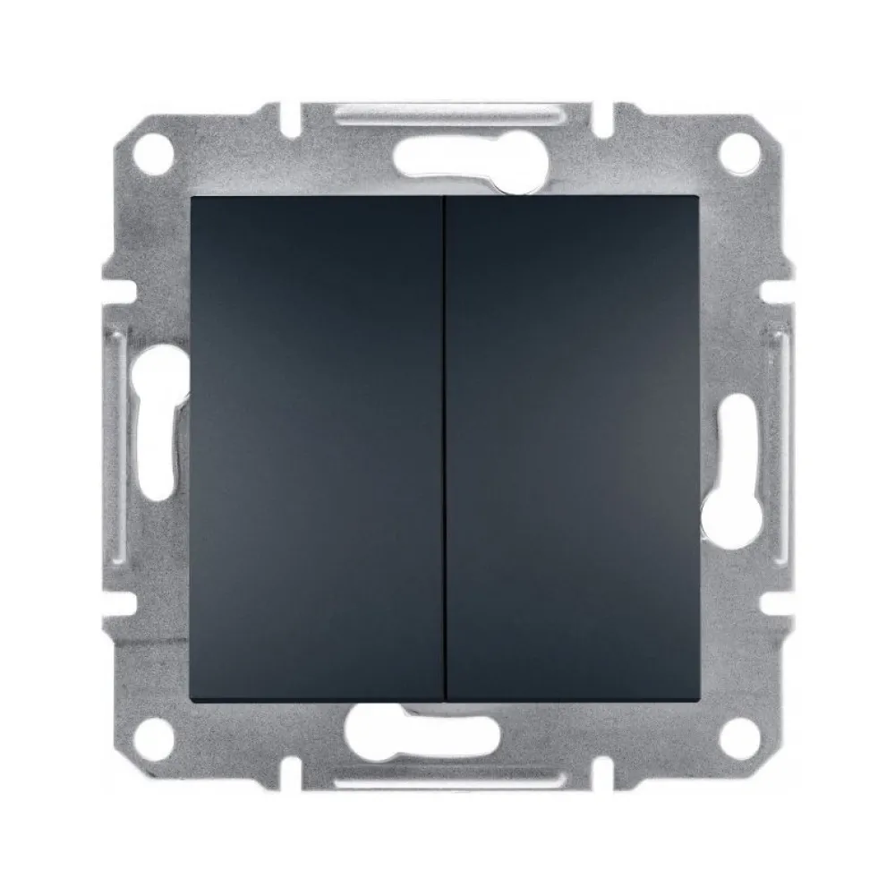 Выключатель Schneider Electric Asfora антрацит двухклавишный самозажимной внутренний EPH0300171