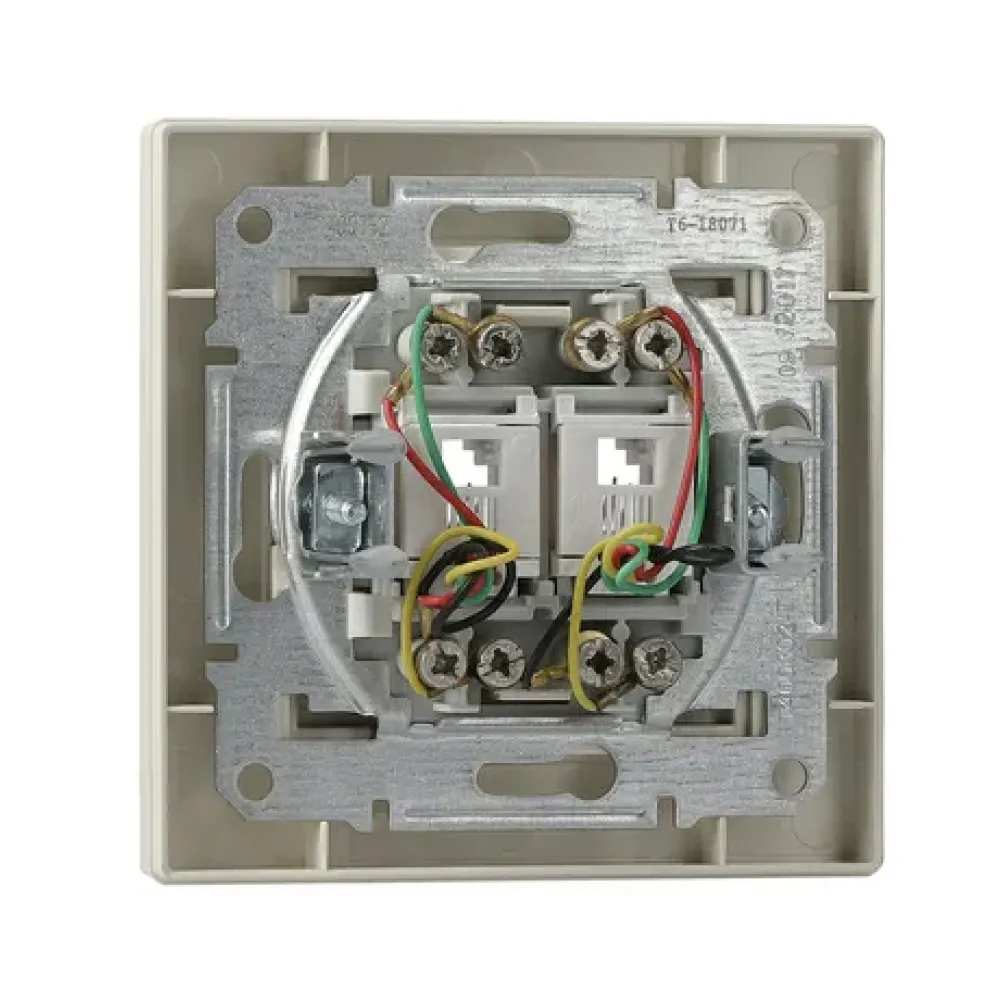 Розетка телефонная Schneider Electric Asfora кремовая двойная RJ11 4 контакта EPH4200123