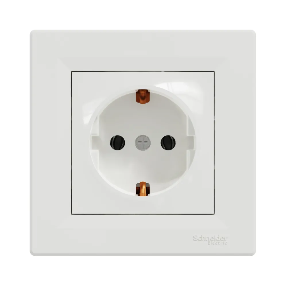Розетка Schneider Electric Asfora белая одинарная с заземлением внутренняя EPH2900121