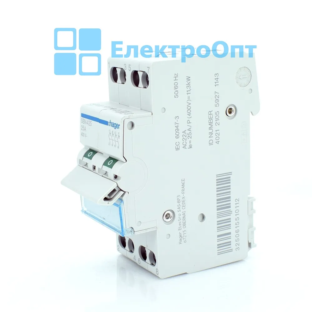 Hager Вимикач навантаження 4p, 25A/400B SBN425