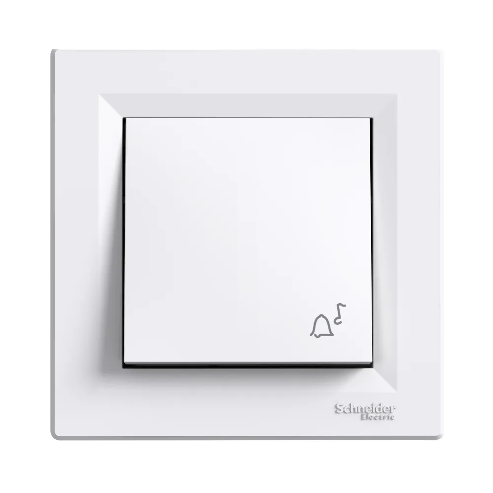 Кнопочный выключатель Schneider Electric Asfora с символом Звонок белый самозажимной EPH0800121