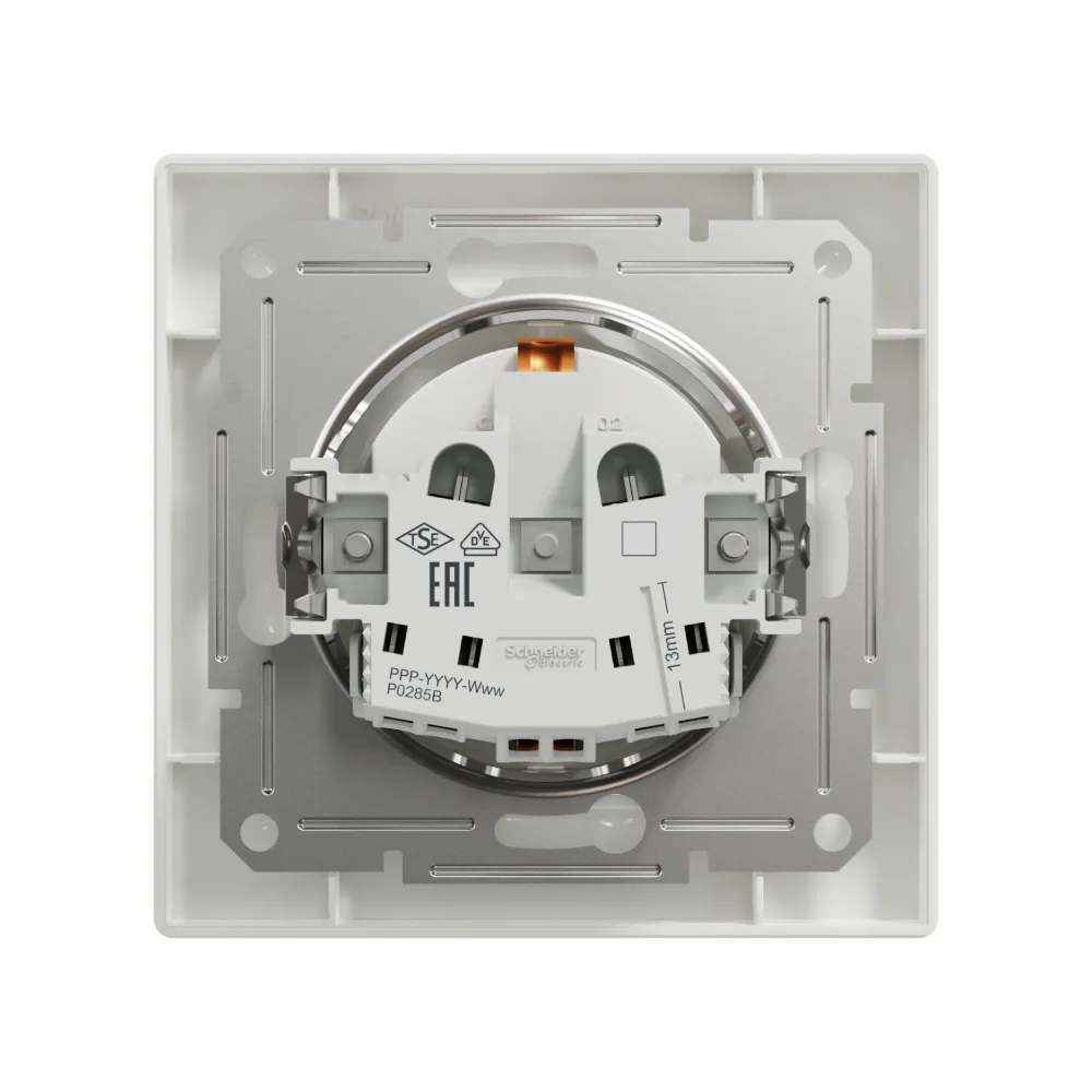Розетка Schneider Electric Asfora белая одинарная с заземлением внутренняя EPH2900121