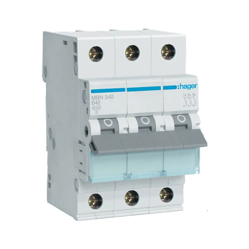 Автоматический выключатель Hager 3p B-40A MBN340